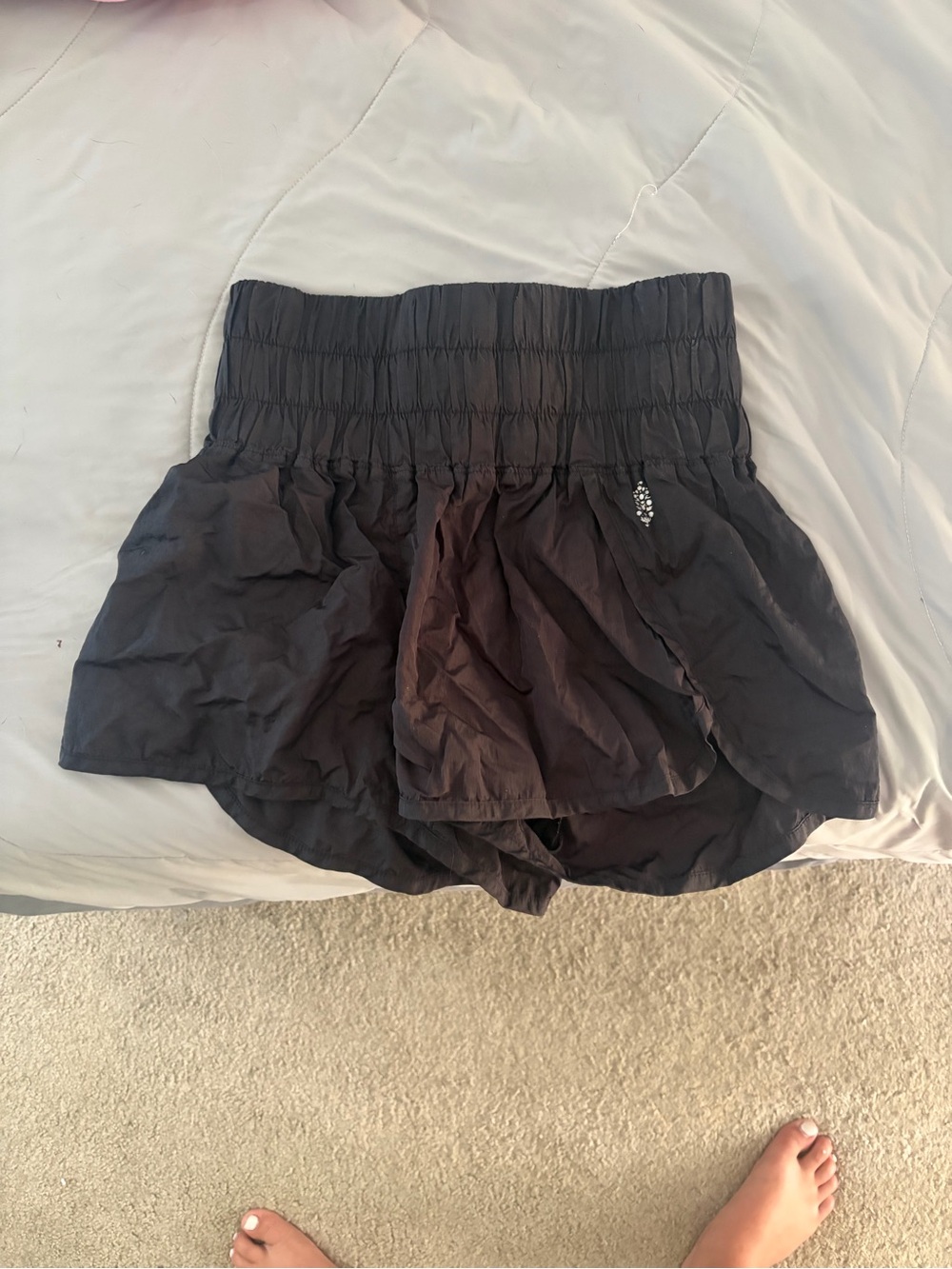 FP Movement by Free People Black Smocked Waist Athletic Shorts